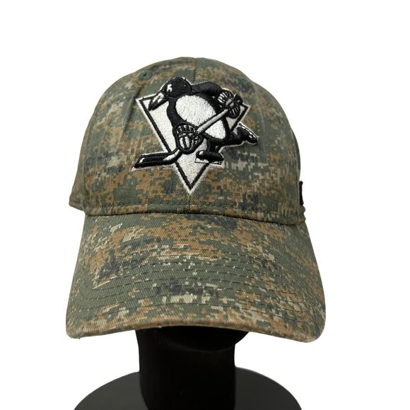 Pittsburgh Penguins Reebok Military Digital Camo Camouflage Fitted Hat Cap 7 3/8 - Picture 1 of 9